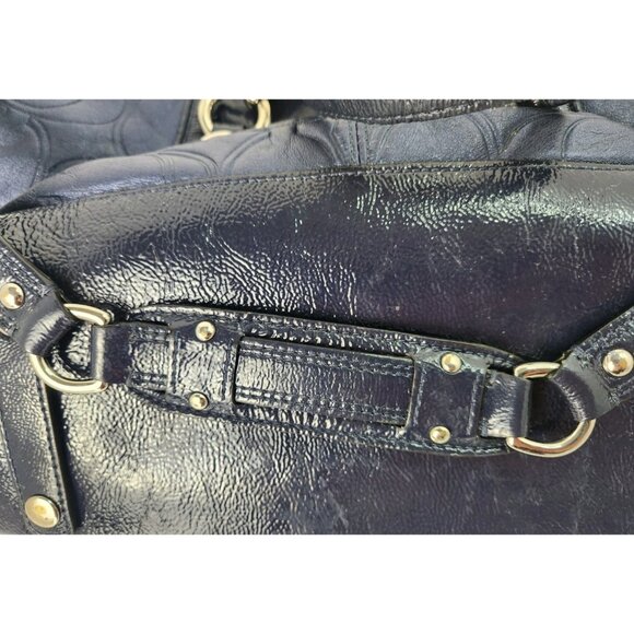 Coach Ashley Blue Patent Leather Satchel Handbag Purse F19449 - Picture 7 of 13
